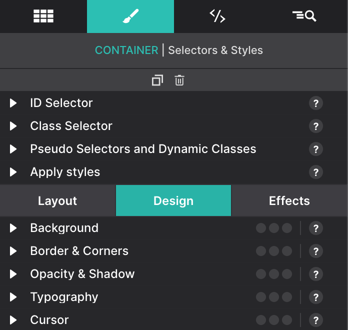 Design Subpanel with Toggles Collapsed