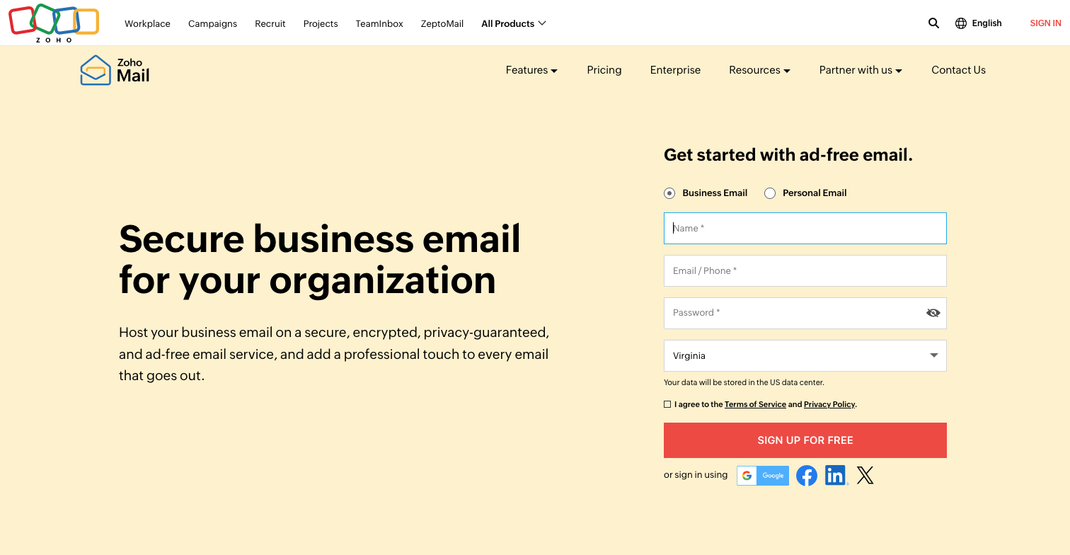 Zoho Email Account Set Up