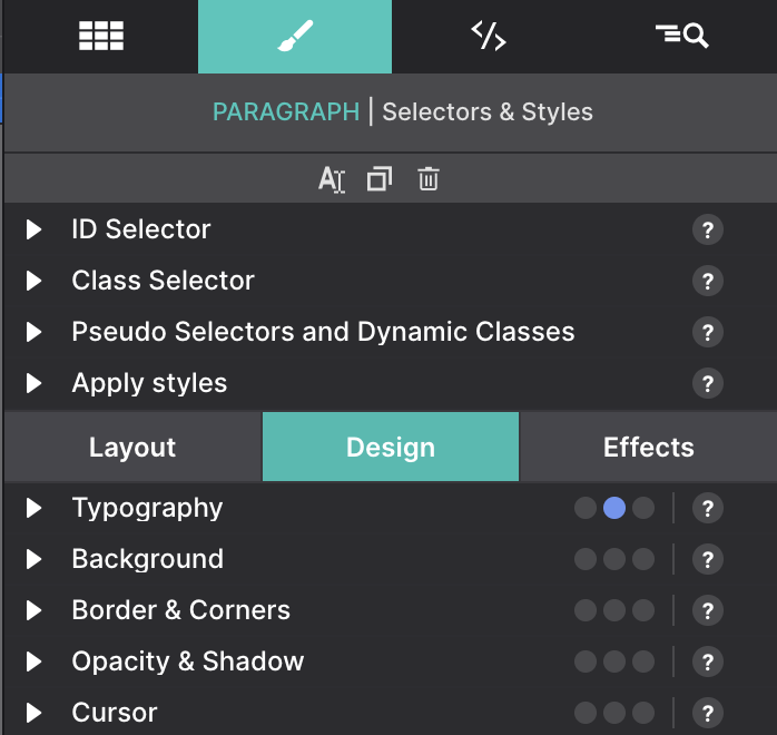 Styles Panel with toggles collapsed
