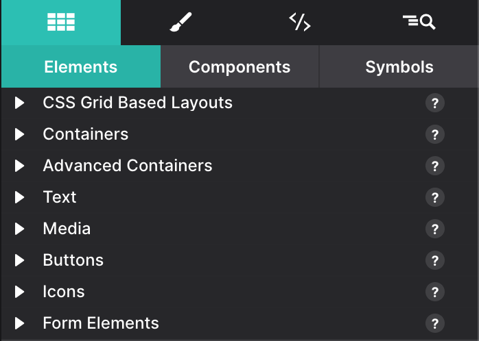 Elements with Toggles Collapsed