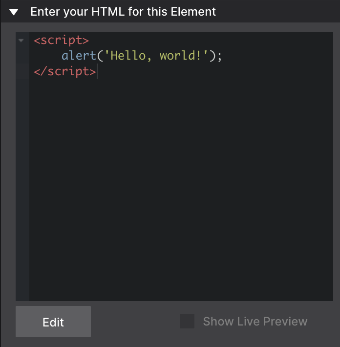 Add your code to the HTML Element