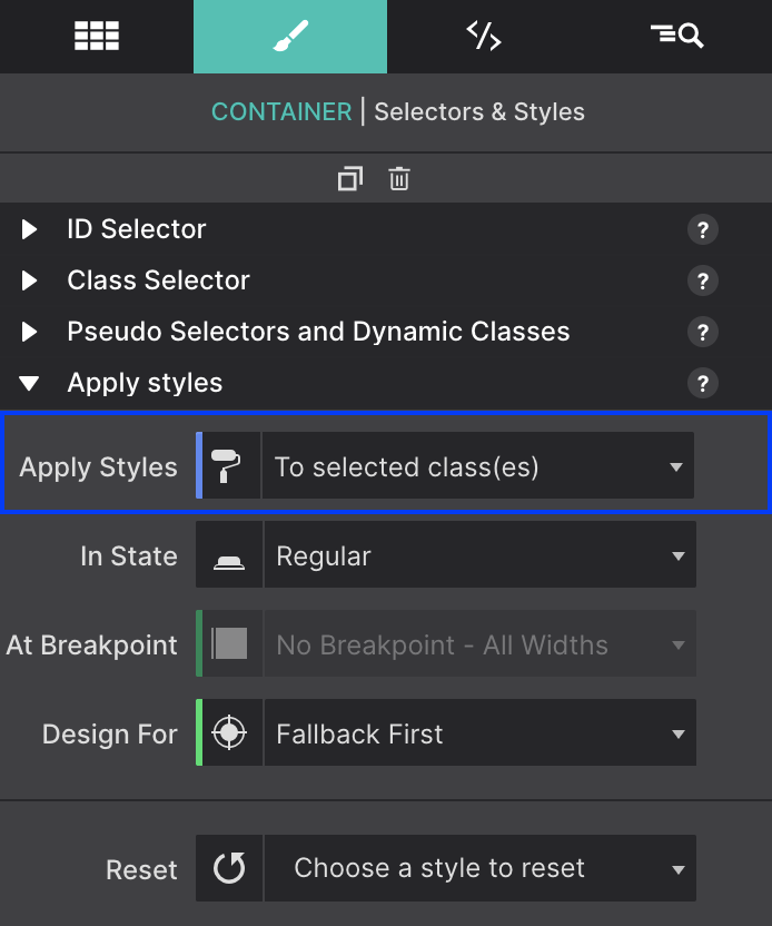 Apply Styles Control